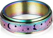 [TOGEVAL] Titanium Steel Rotating Fidget Ring Men's Jewelry Spinner Ring Comfortable Fidget Band for Men and Women