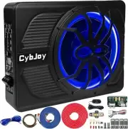 10" 800W Slim Under Seat Powered Car Subwoofer, Subwoofer + Mounting Wire Kit