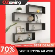 Wall Cube Shelves 4 pcs Black 60x15x23 cm Storage Display Sturdy Decor 7137