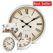 Oversized Rustic Quartz Wall Clock - 20 Inch Vintage Decor with Silent Movement