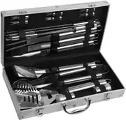 Stainless Steel BBQ Tool Set with Aluminium Case - 18-Piece Kit