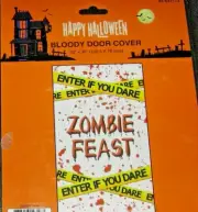 2 Zombie Feast Halloween Door Covers Decorations 60"x30" Plastic Sheeting
