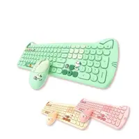 在飛比找momo購物網優惠-【貓咪造型】無線靜音鍵盤滑鼠套組(贈滑鼠墊)