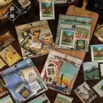 復古裝飾相框手冊拼貼材料適合旅行者係列美國郵票熱銀貼紙袋