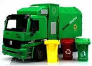 Kids Bin Truck Recycling Toy Truck 3 Coloured Rubbish Bins Inertia Friction Power Moving Automatic Lifting high Realism Simulation