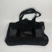 NWTFabletics black mesh water-resistant drawstring gym Beach bag tote