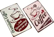 ETHZZLE Art Painting Wall Hanging 2 Pcs Iron Sheet Wall Decor Retro Style Home Artwork