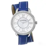 全新現貨SWAROVSKI 施華洛世奇 AILA DAY 水鑽 水晶 天鵝 雙環手錶 腕錶 藍 37MM 5095944