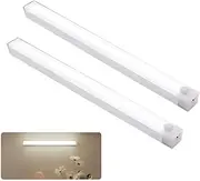 Pack of 2pieces,Intelligent LED Body Sensing Light,Long Strip Rechargeable, self-Adhesive, Night Light, Table lamp, Wardrobe l, Wine Cabinet, Cabinet, Corridor (White Light,20cm)