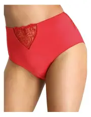 [Nessa] Sonata High Waist Full Cut Brief With Embroidery in Red