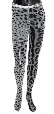 Dolce&Gabbana Women Gray Tights Nylon Micro Mesh Stretch Leopard Print Stockings