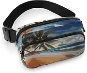 [YTLKGFP] Waist Pack Coconut Palm Tree Sandy Beach Printed Butt Pack Fanny Pack Hip Bum Bag for Workout Traveling Casual Running Hiking Cycling, Coconut Palm Tree Sandy Beach, 7.9 X 5.1 in