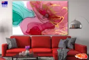 Gold Pink & Green Abstract Design Wall Canvas Home Decor Australian Made Quality