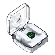 TWS Wireless Headphones Transparent LED Display Earbuds Wireless Bluetooth Headset Fone Earphones -White