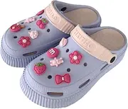 [CEINOM] Flowers Garden Clogs Shoes Slippers Sandals Cloud Slippers for Women House Slippers Soft Comfy Thick Sole Clogs DIY