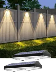 Solar Fence Lights,RGB & Warm White & 6 Colors Bright Lens LED Dusk to Dawn D...