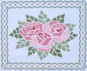 Roses with Border Hand Painted Needlepoint Canvas