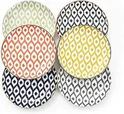 WishDeco Small Dessert Plates Set of 6, Ceramic Appetizer Plates 15cm, Colorful Salad Plates, Mini Dinner Plates, Porcelain Serving Dishes for Snack, Fruit, Cake