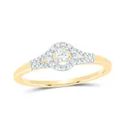 10kt Yellow Gold Womens Round Diamond Solitaire Promise Bridal Ring 1/8 Ctt