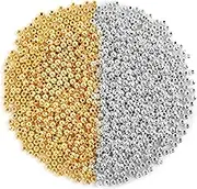 1200Pcs 4mm Round Beads Spacer Beads Smooth Loose Ball Beads for DIY Bracelet Jewelry Making Craft, Silver & Gold