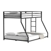 Twin Over Full Low Metal Bunk Bed Frame for Kids Adult Children Bedroom, Black