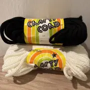 2 Crafty Cord Braided Macrame Knotting Marshmallow Black 6mm Vintage Unused