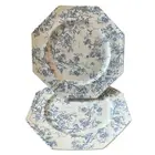 NEW Grace Teaware Blue & White Floral Porcelain Dinner Plates 10in Set of 4