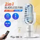 2in1 Bladeless Tower Fan w/LCD Touch Fan Heater Air Cooler Oscillating Timer Set