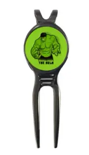 Incredible Hulk Marvel Golf Ball Marker + Black Gunmetal Divot Tool