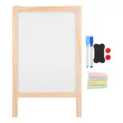 Wooden Message Board Student Office Chalk Writing Dry Erase with Stand