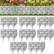 Landical 4 Pcs Retaining Wall Block Faux Stone Edging for Landscaping, 17 x 13 Inch Garden Border Landscape Edging Blocks Garden Plastic Fence for Mulch Flower Bed Patio Lawn Path Walkway