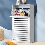 Oikiture Shoe Cabinet 24 Pairs Shoe Rack with 3 Storage Shelves
