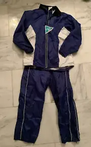 Retro Y2K Kids Track Warm Up Suit Set Outfit Jacket Pants Royal White NWT