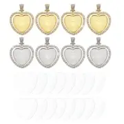 Rhinestone Pendant Trays, 8 Set Double Sided Tray 8pcs Glass Dome 16pcs