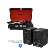 Crosley Cruiser Bluetooth Portable Turntable - Black + Bundled Majority D40 Bluetooth Speakers - Black