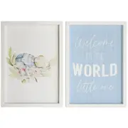 2pc LVD Welcome World/Bear Wooden Sign Set Home/Room Nursery Decor 20x28cm