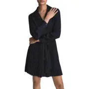 Reiss Womens Alayna Navy Knit Long Sleeves Work Shirtdress 14 BHFO 3607