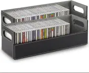 Stock Your Home 2- Pack CD Storage Box, Organizer Shelf for Movie Cases, Dvds, C