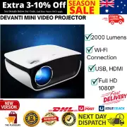 Devanti Mini Video Projector Wifi USB HDMI Portable 2000 Lumens HD 1080P Home