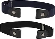 [INOOMP] 2PCS No Buckle Adjustable Elastic Waist Belt for Women Men Invisible Stretch Belt for Jeans Shorts Dresses Comfortable Reliable Fit for Daily Wear Travel Work