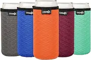 Cosmos Pack of 5 Soft Neoprene 12 OZ Slim Can Cooler Skinny Can Insulated Can Cover Tall Skinny Can Insulator Can Cover for Beer Beverage Drink Slim Can (For 12 oz Slim Can/Skinny Can)