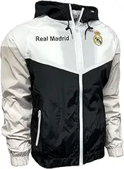 Icon Sports Real Madrid Windbreaker Jacket, Licensed Real M. Lightweight Waterproof Hooded Rain Jacket