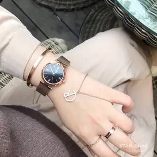 ck手錶女士 Calvin Klein 女生禮物ck女錶 CK手鐲腕錶 玫瑰金鈦鋼手錶 項鏈 耳環 戒指 手鐲 5件套裝