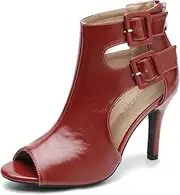 [omthaka] Heels for Women Open Toe Boots Cutout Ankle Strap Buckle Stiletto High Heel Sandals for Prom Party Wedding