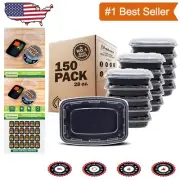 Premium Quality Meal Prep Containers 150 Pack - 28 oz, Freezer & Microwave Safe