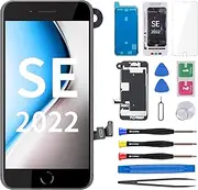 for iPhone SE 3rd / 2nd Generation and for iPhone 8 Screen Replacement with Home Button SE3 LCD Display 4.7 Inch SE 2022 3D Touch Digitizer with Front Camera Earpiece Full Repair Tools Kit