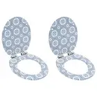 WC Toilet Seats 2 pcs with Soft Close Lids MDF Porcelain Design vidaXL