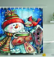 Vintage Snowman Painting Shower Curtain