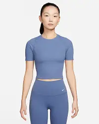 在飛比找Nike官方商店優惠-Nike Zenvy 羅紋 女款 Dri-FIT 短袖短版上