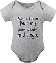 [WOOYONGING] Mom's Taken But My Aunt Is Cute And Single Take Home Outfit for Baby Girl Short Sleeve Baby Boy Outfits Newborn Wh